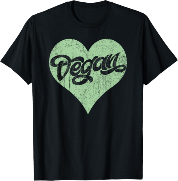 Vegan love heart design vintage plant based vegetarian retro... - Image 2